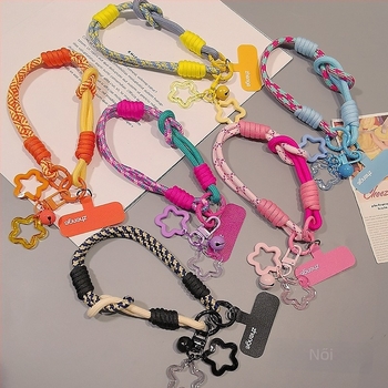 Női telefonhurok csuklóra, fonott, állítható, kétfunkciós, kézzel készített, geometriai medál