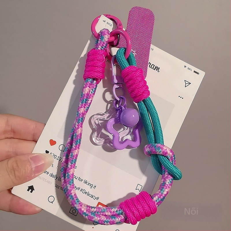 Női telefonhurok csuklóra, fonott, állítható, kétfunkciós, kézzel készített, geometriai medál