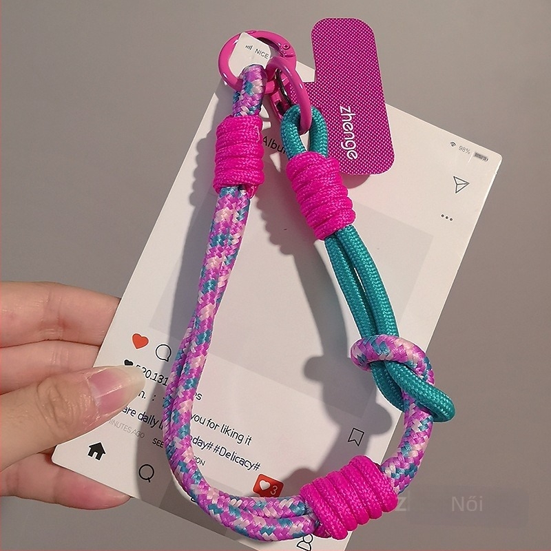 Női telefonhurok csuklóra, fonott, állítható, kétfunkciós, kézzel készített, geometriai medál