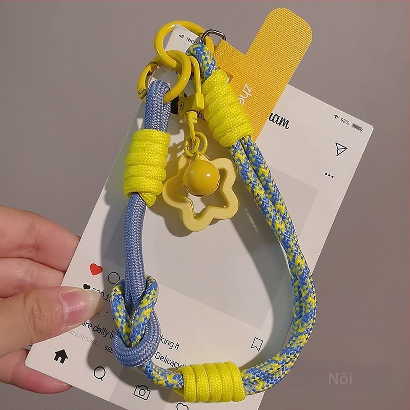 Női telefonhurok csuklóra, fonott, állítható, kétfunkciós, kézzel készített, geometriai medál