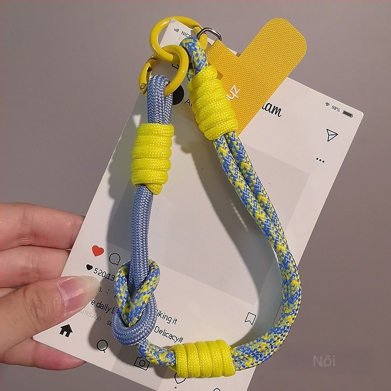 Női telefonhurok csuklóra, fonott, állítható, kétfunkciós, kézzel készített, geometriai medál