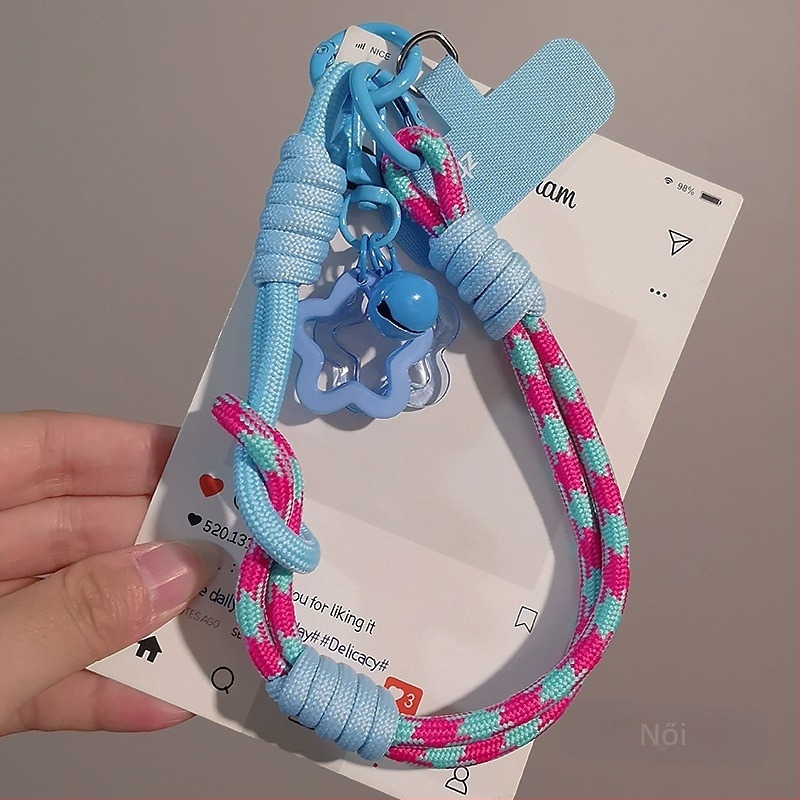 Női telefonhurok csuklóra, fonott, állítható, kétfunkciós, kézzel készített, geometriai medál