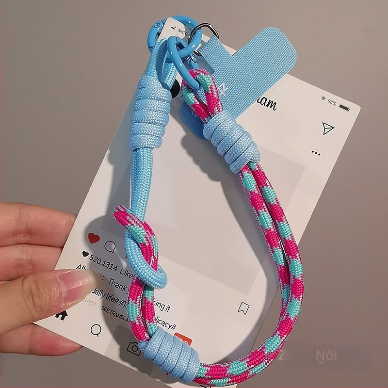 Női telefonhurok csuklóra, fonott, állítható, kétfunkciós, kézzel készített, geometriai medál