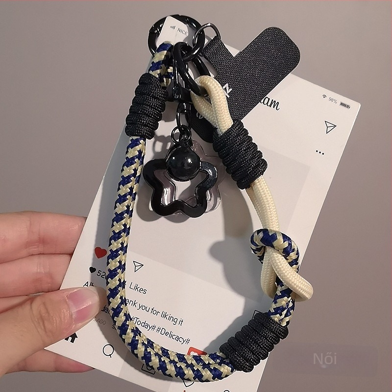 Női telefonhurok csuklóra, fonott, állítható, kétfunkciós, kézzel készített, geometriai medál