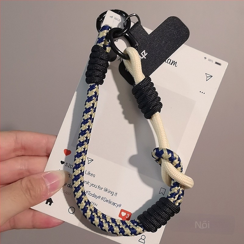 Női telefonhurok csuklóra, fonott, állítható, kétfunkciós, kézzel készített, geometriai medál