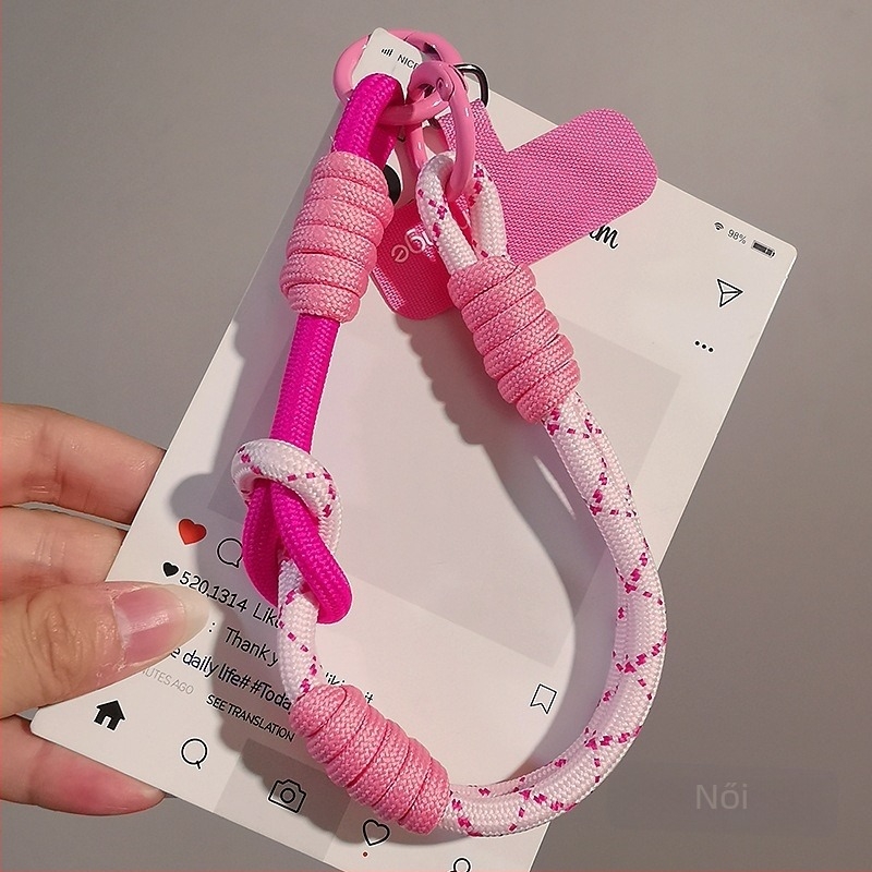 Női telefonhurok csuklóra, fonott, állítható, kétfunkciós, kézzel készített, geometriai medál