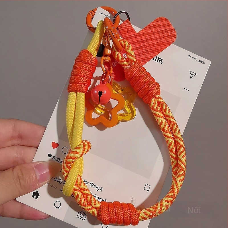 Női telefonhurok csuklóra, fonott, állítható, kétfunkciós, kézzel készített, geometriai medál