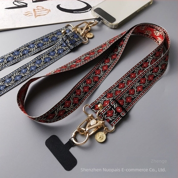 Zhenge mobiltelefon-lanyard – állítható crossbody, kétfunkciós pánt, kézzel készített, fémszeg csat, uniszex