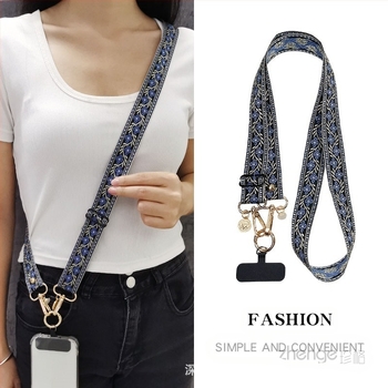 Zhenge mobiltelefon-lanyard – állítható crossbody, kétfunkciós pánt, kézzel készített, fémszeg csat, uniszex