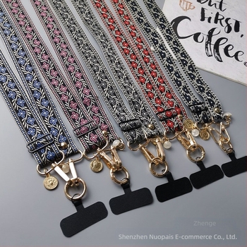 Zhenge mobiltelefon-lanyard – állítható crossbody, kétfunkciós pánt, kézzel készített, fémszeg csat, uniszex