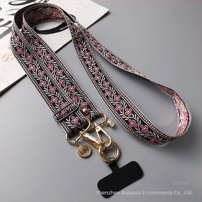 Zhenge mobiltelefon-lanyard – állítható crossbody, kétfunkciós pánt, kézzel készített, fémszeg csat, uniszex
