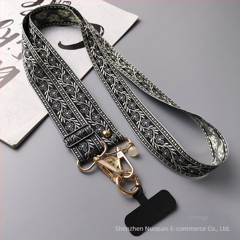 Zhenge mobiltelefon-lanyard – állítható crossbody, kétfunkciós pánt, kézzel készített, fémszeg csat, uniszex