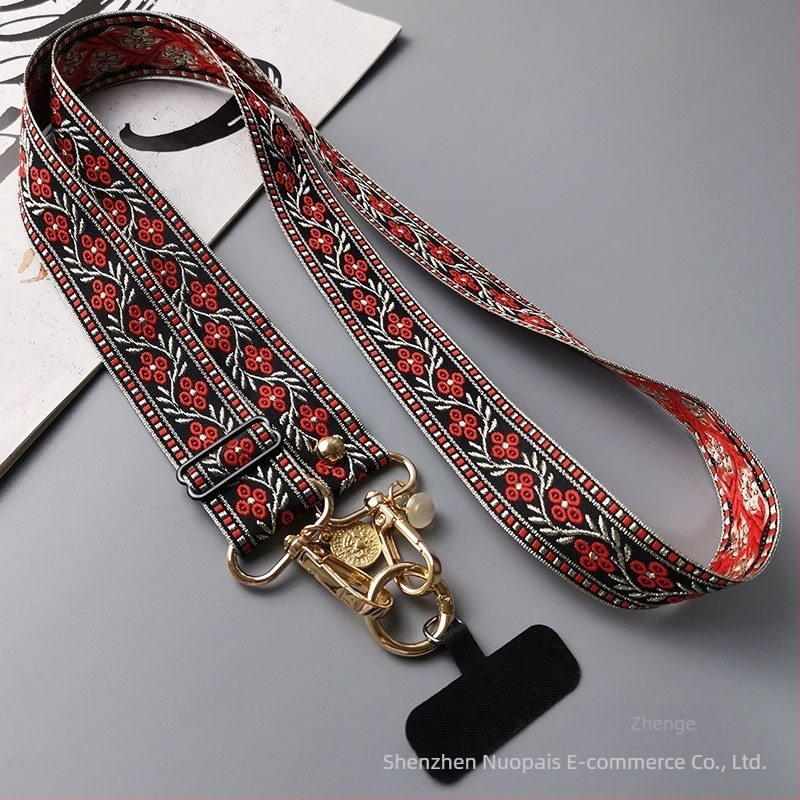 Zhenge mobiltelefon-lanyard – állítható crossbody, kétfunkciós pánt, kézzel készített, fémszeg csat, uniszex