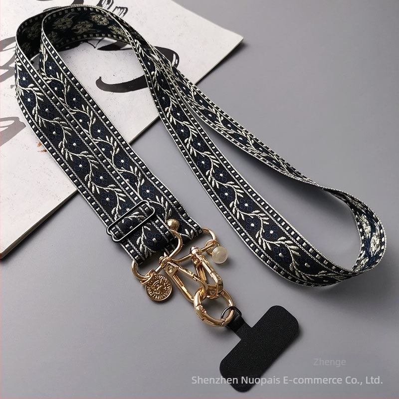 Zhenge mobiltelefon-lanyard – állítható crossbody, kétfunkciós pánt, kézzel készített, fémszeg csat, uniszex