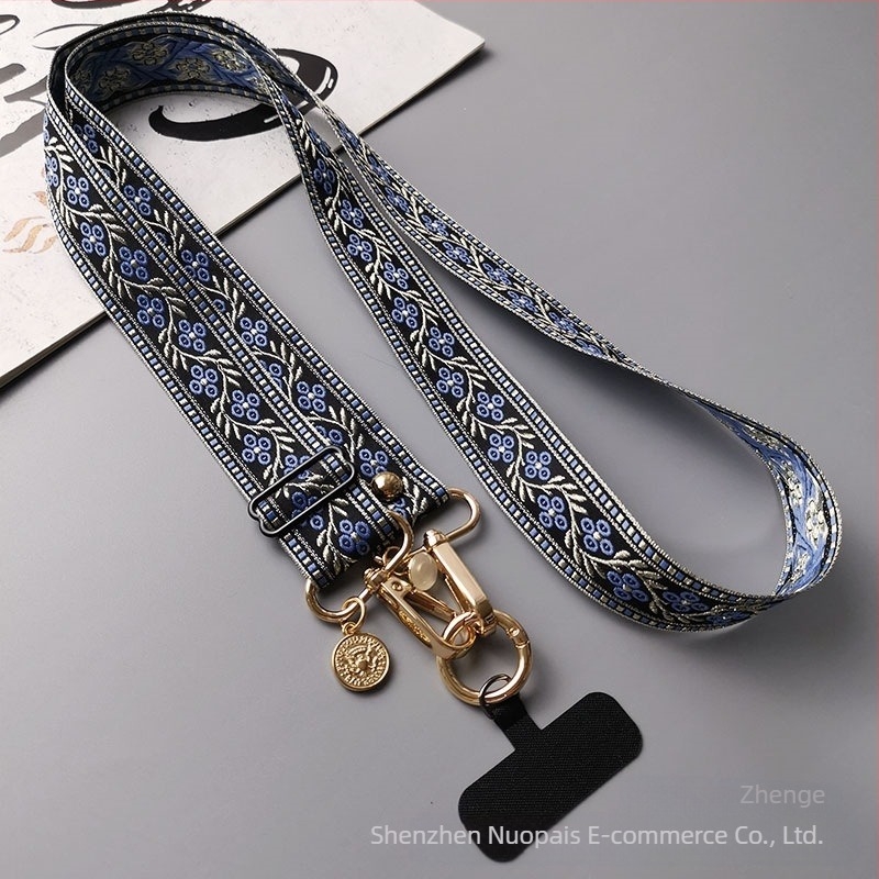 Zhenge mobiltelefon-lanyard – állítható crossbody, kétfunkciós pánt, kézzel készített, fémszeg csat, uniszex
