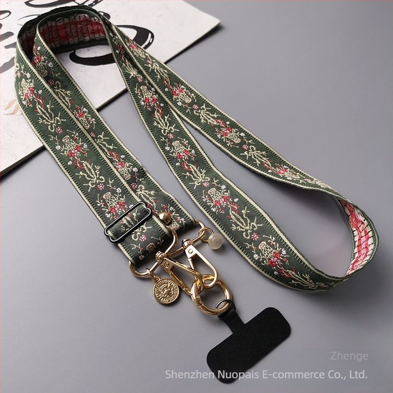 Zhenge mobiltelefon-lanyard – állítható crossbody, kétfunkciós pánt, kézzel készített, fémszeg csat, uniszex