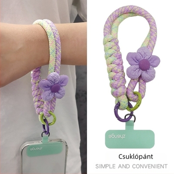 Telefonos nyakpánt fonott zsinórral, kézzel készített, geometriás medál, női csuklópánt