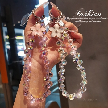 Kézzel készített telefonlánc kristály medállal, nőknek, geometriai medál, többfunkciós