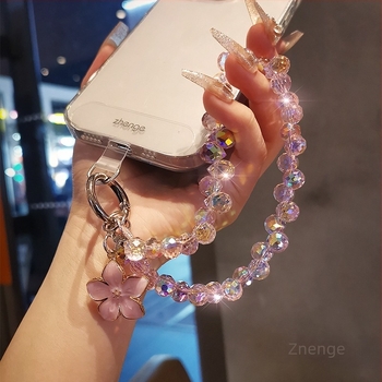 Kézzel készített telefonlánc kristály medállal, nőknek, geometriai medál, többfunkciós