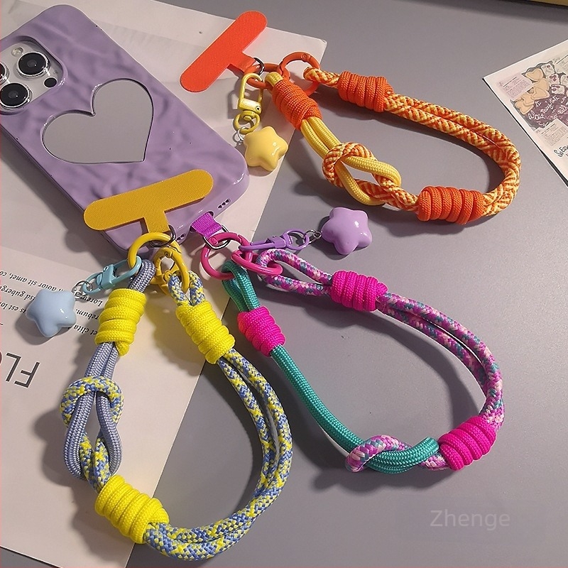 Telefon-zsinór csuklóhoz és hüvelykujjon – állítható, fonott zsinór, kézzel készített, multifunkcionális, Zhenge