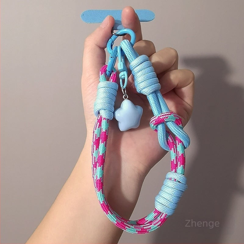 Telefon-zsinór csuklóhoz és hüvelykujjon – állítható, fonott zsinór, kézzel készített, multifunkcionális, Zhenge