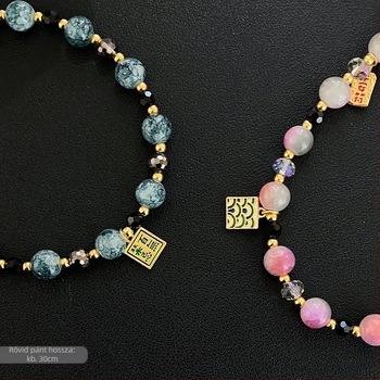 Mobiltelefon nyaklánc — kézzel készített, akril, drótzsinór, fémcsat, uniszex