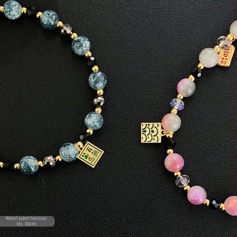 Mobiltelefon nyaklánc — kézzel készített, akril, drótzsinór, fémcsat, uniszex