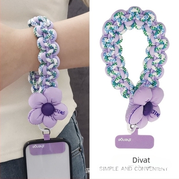 Telefon akasztó pánt, rövid vastag szőtt karkötő, kézzel készült, női multifunkcionális kiegészítő geometriás medállal