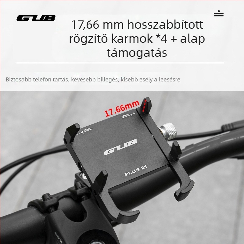 GUB PLUS21 Fém navigációs tartó kerékpárhoz és motorkerékpárhoz hosszabbító szorítóval és telefontartóval