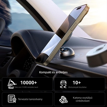 Mágneses telefon-tartó az autó műszerfalára – mini kompakt, univerzális, mágneses rögzítés