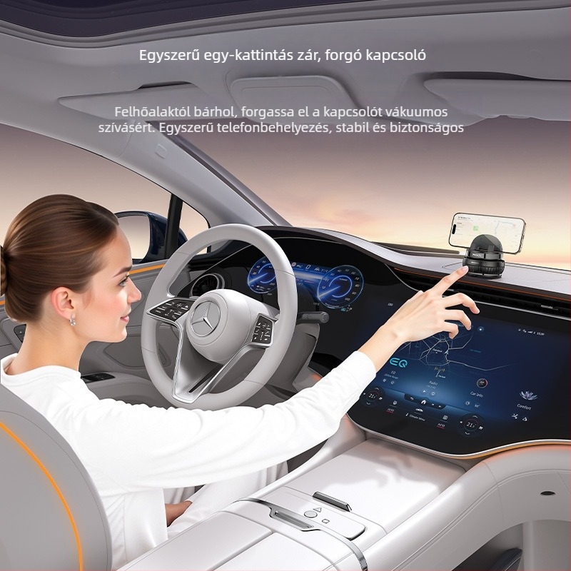 Yesido autótelefon tartó 360°-os forgással, középkonzolhoz rögzítő szívófej, ABS + silica gel, többfunkciós