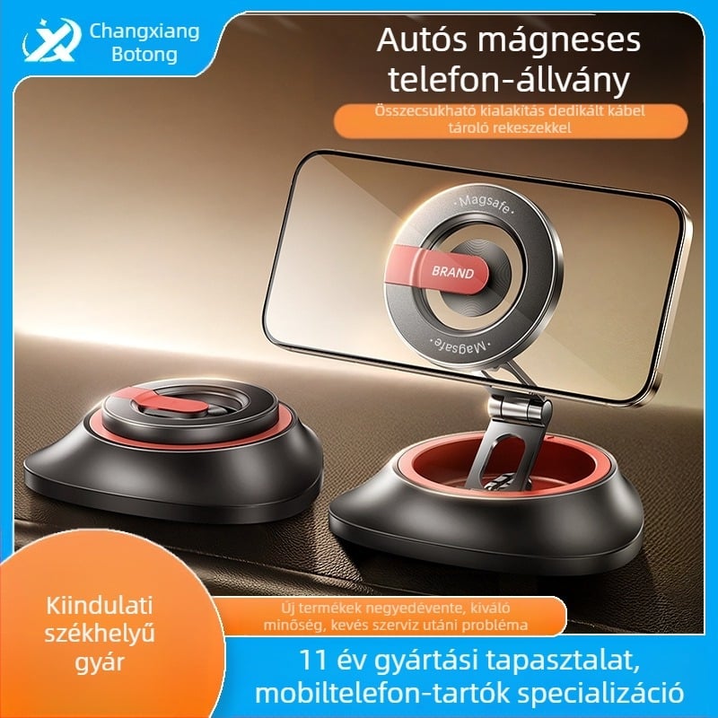 Műszerfalra szerelhető multifunkcionális telefon-tartó – összecsukható, ragasztóval rögzíthető, forgatható, mágneses navigációhoz
