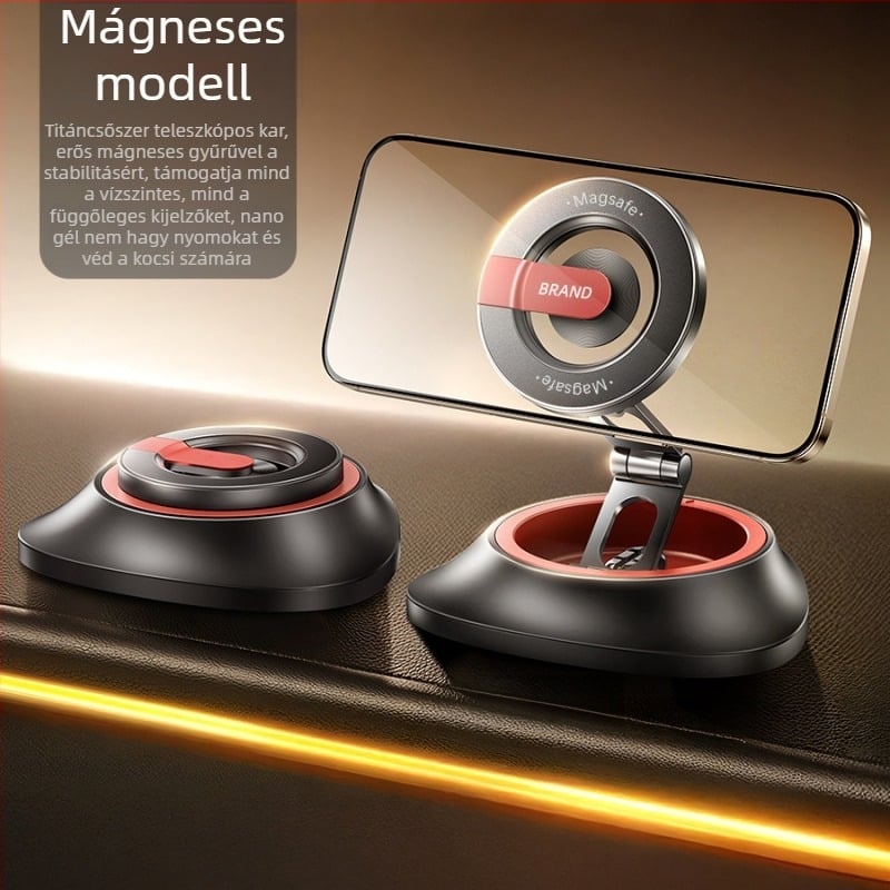 Műszerfalra szerelhető multifunkcionális telefon-tartó – összecsukható, ragasztóval rögzíthető, forgatható, mágneses navigációhoz
