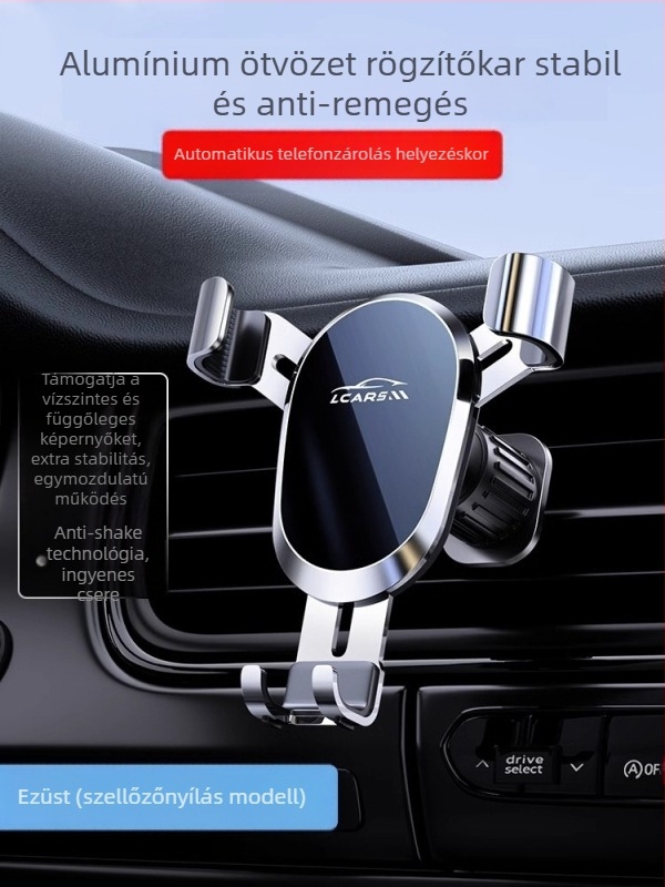 LCARS alumínium univerzális autós tartó szívócsészével, gravitációs támasz és automatikus zárás navigációhoz