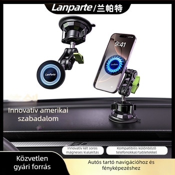 MagSafe mágneses autós telefontartó vákuumos rögzítéssel – műszerfalra szerelhető, telefon, tablet és navigáció, 15W