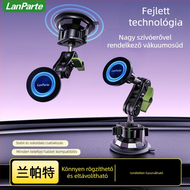 MagSafe mágneses autós telefontartó vákuumos rögzítéssel – műszerfalra szerelhető, telefon, tablet és navigáció, 15W