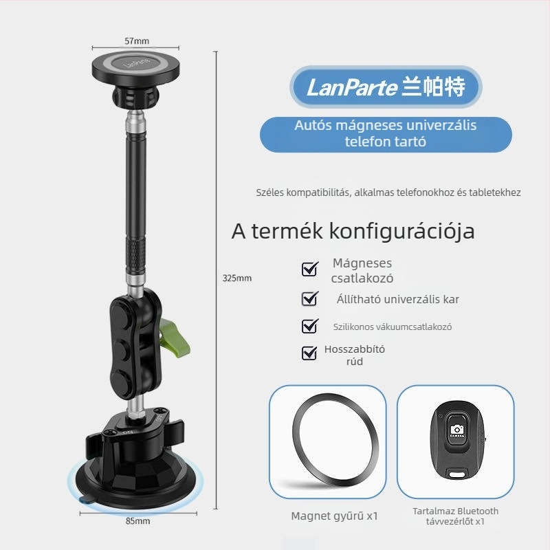 MagSafe mágneses autós telefontartó vákuumos rögzítéssel – műszerfalra szerelhető, telefon, tablet és navigáció, 15W