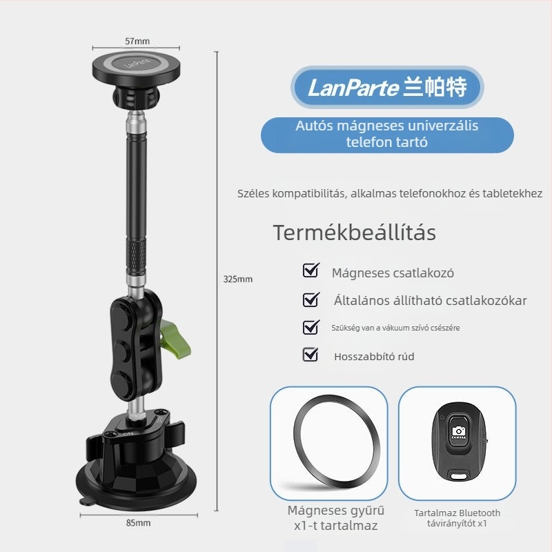 MagSafe mágneses autós telefontartó vákuumos rögzítéssel – műszerfalra szerelhető, telefon, tablet és navigáció, 15W