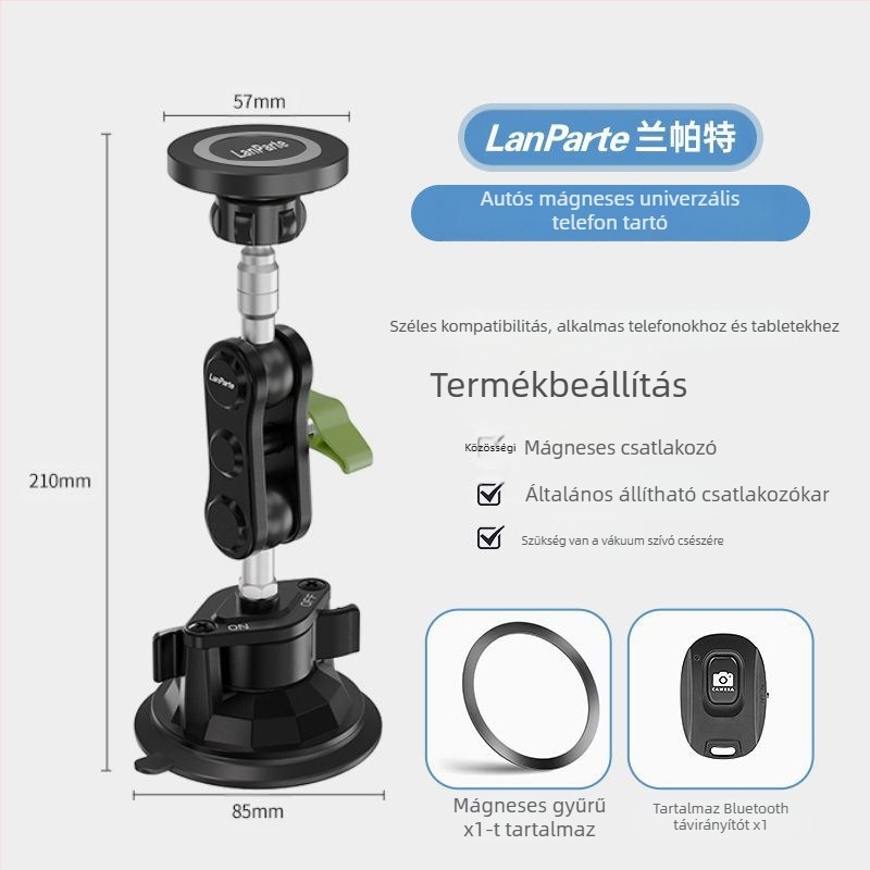 MagSafe mágneses autós telefontartó vákuumos rögzítéssel – műszerfalra szerelhető, telefon, tablet és navigáció, 15W