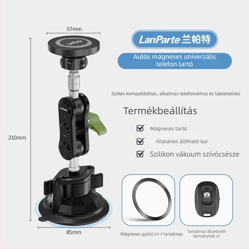 MagSafe mágneses autós telefontartó vákuumos rögzítéssel – műszerfalra szerelhető, telefon, tablet és navigáció, 15W