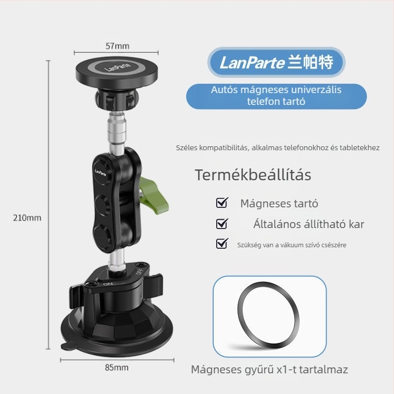 MagSafe mágneses autós telefontartó vákuumos rögzítéssel – műszerfalra szerelhető, telefon, tablet és navigáció, 15W