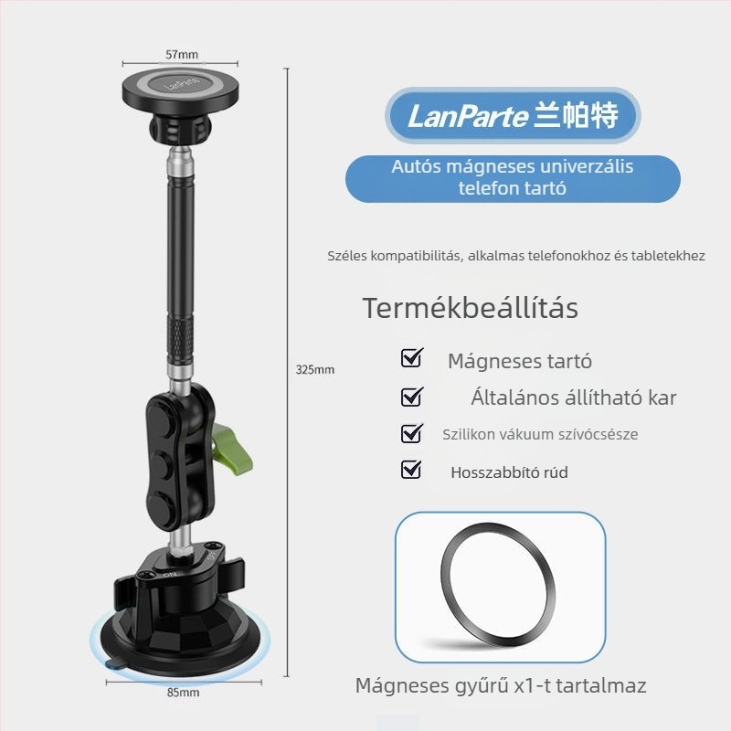 MagSafe mágneses autós telefontartó vákuumos rögzítéssel – műszerfalra szerelhető, telefon, tablet és navigáció, 15W