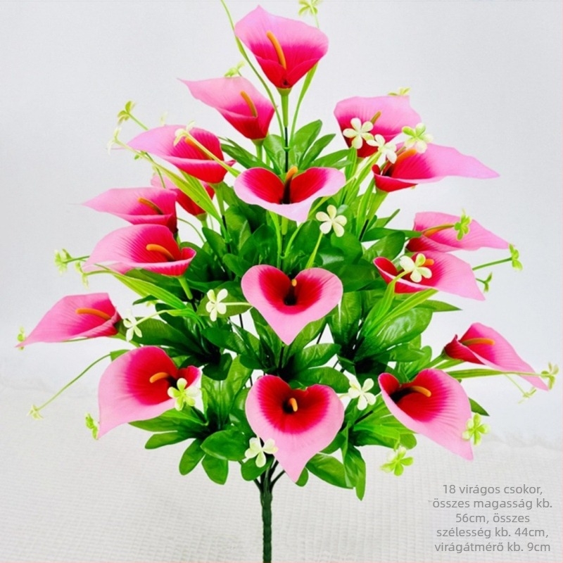 18-fejű matt textile Calla Lily csokor, művirágok