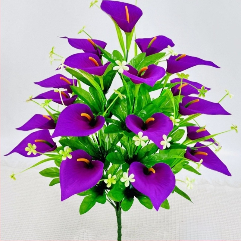 18-fejű matt textile Calla Lily csokor, művirágok
