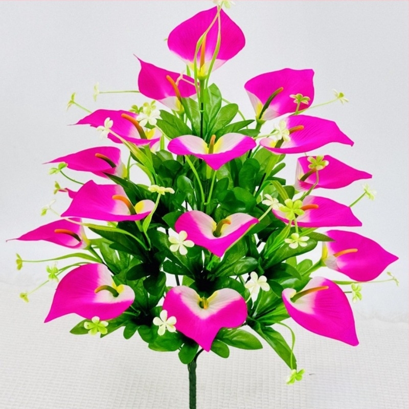 18-fejű matt textile Calla Lily csokor, művirágok