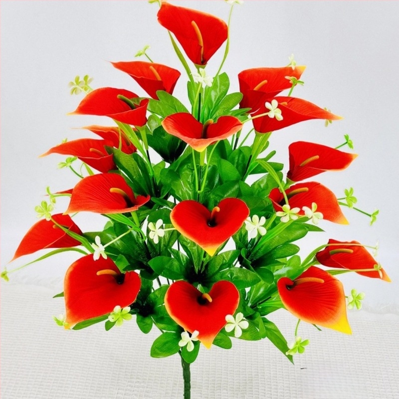 18-fejű matt textile Calla Lily csokor, művirágok