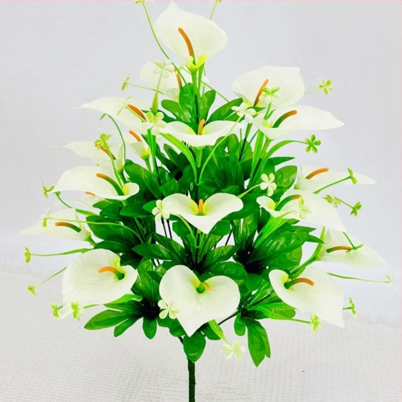 18-fejű matt textile Calla Lily csokor, művirágok