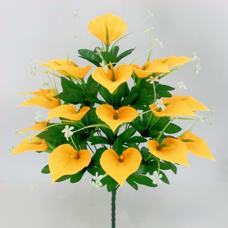 18-fejű matt textile Calla Lily csokor, művirágok