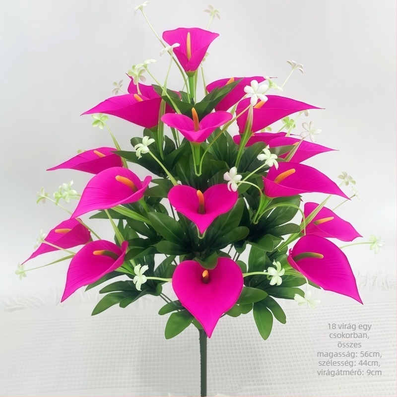 18-fejű matt textile Calla Lily csokor, művirágok