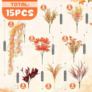 Műanyagból készült művirágok készlet eukaliptusszal, juharlevéllel és ibolyával a beltéri és kültéri dekorációhoz (Anyag: Műanyag; Gyártás: injekciós öntés; Változat: eukaliptusz; Használat: esküvő, kültér, fotózási kellék, otthoni dekoráció)